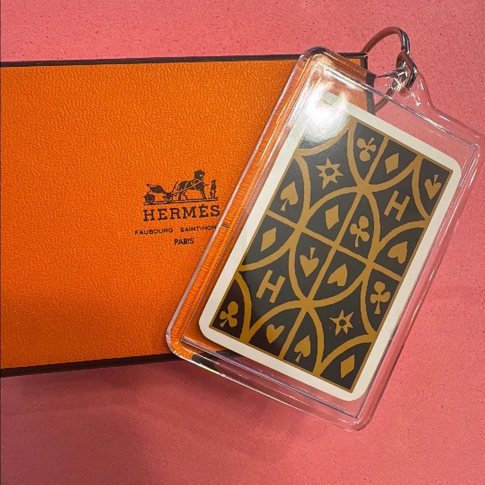 Hermès Orange and Black Playing Card W/ COA